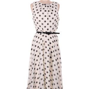 Jessica Howard Woman's Dress Black Polka Dots Fancy Dressy Belted Size 12